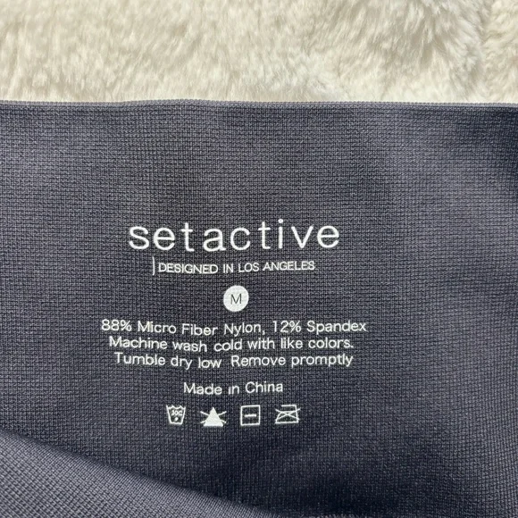 SET Active SculptFlex Leggings Size Medium Blue-Gray High Waist Side Ribbing - Picture 10 of 10